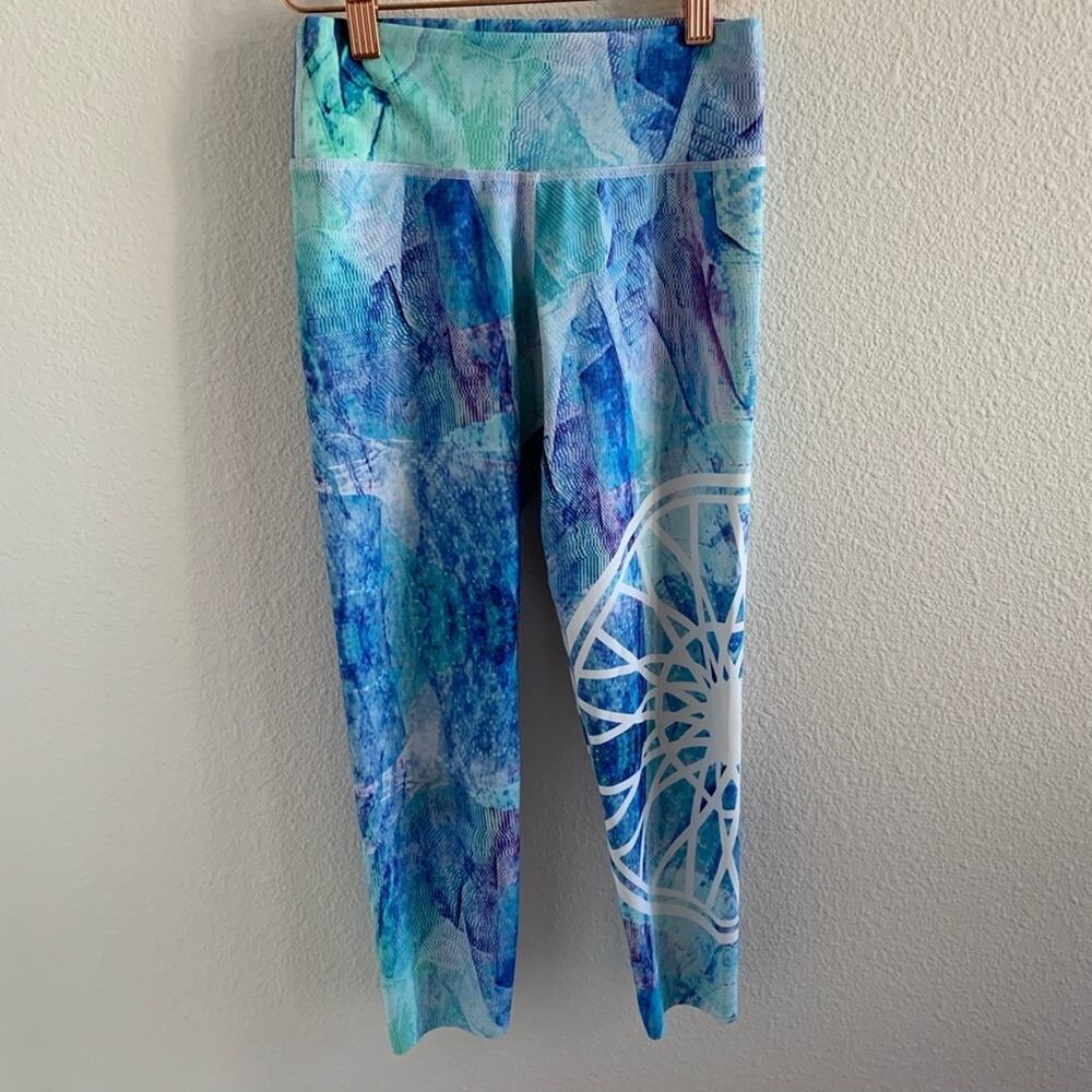 Soulcycle Abstract Tie Dye Blue Branded Logo Active Pants Small